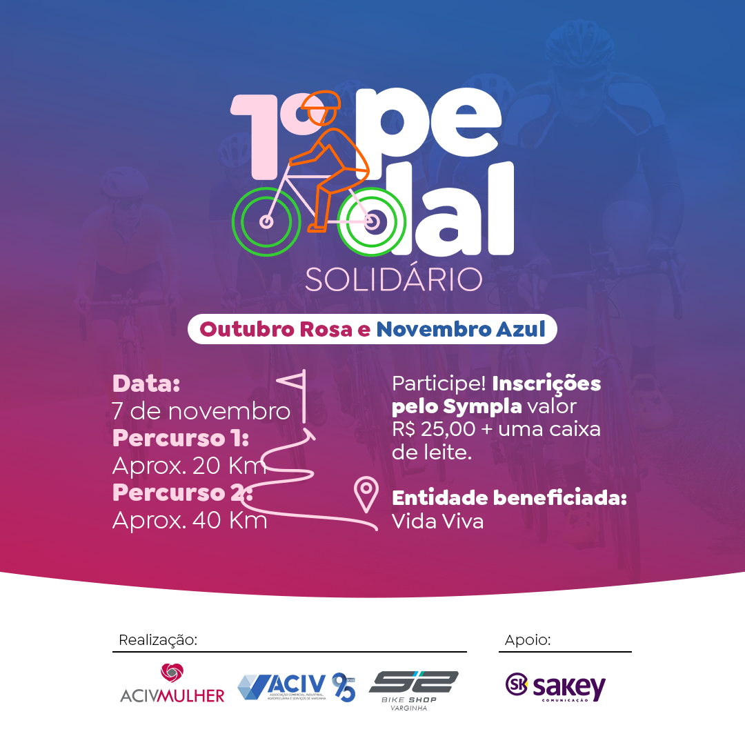 No momento, você está visualizando 1º Pedal Solidário – Outubro Rosa e Novembro Azul
